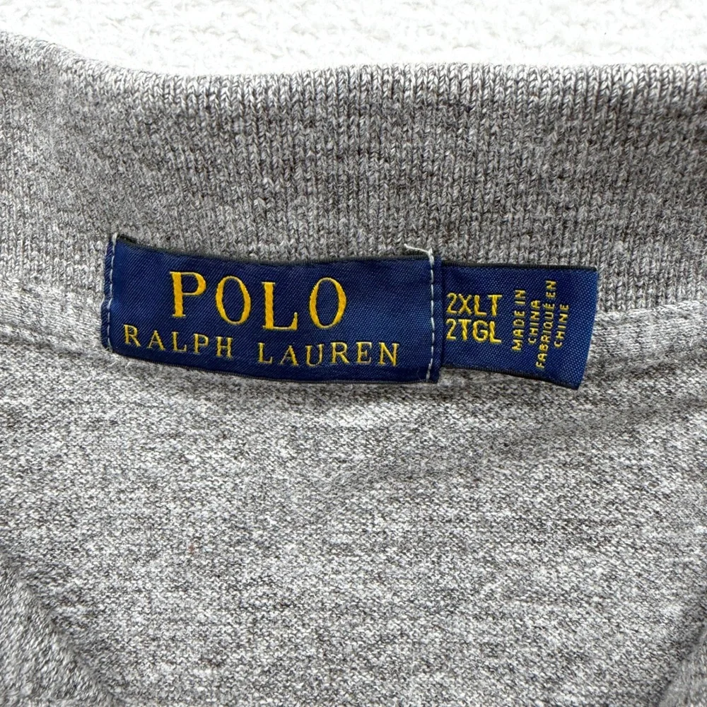 Polo Ralph Lauren Mens 2XLT Classic Fit Heather Gray Short Sleeve Polo Shirt